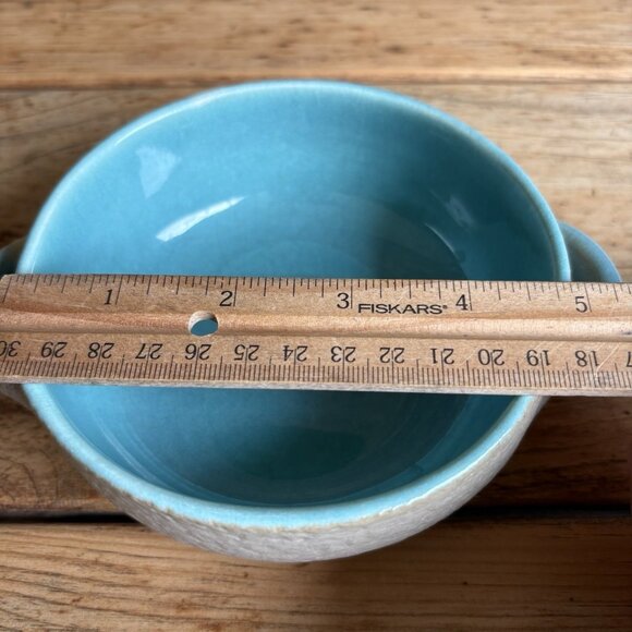 Aqua Taupe Winfield Pottery Covered Soup Chili Casserole Dish Pasadena READ - Picture 15 of 16
